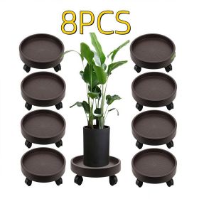 8 Pack Plant Caddy with Wheels Heavy Duty 12.2 Inch Plant Dolly  Casters Rolling Plant Stand for Indoor Outdoor, Brown