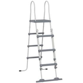 70" Above Ground Swimming Pool Ladder, A-Frame Deck Ladder with Top Platform, Non-slip Steps & Rounded Handrails for 48" Pool Wall Height, Gray