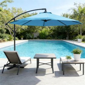 Terrace Umbrella, Outdoor Umbrella, Courtyard Umbrella, Blue (with Base)