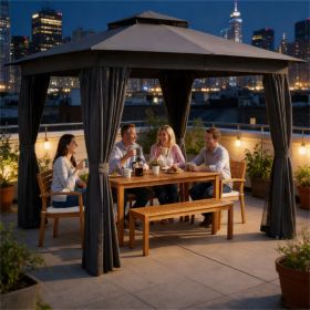Outdoor terrace pavilion, soft top pavilion, canopy, dark gray