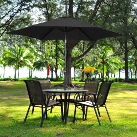 9ft Patio Umbrella Outdoor Portable Table Market Umbrella with Push Button Tilt/Crank Waterproof UV-proof, Black
