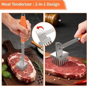 Stainless steel meat tenderizer, ideal for tenderizing meat; perfect for outdoor camping, barbecuing