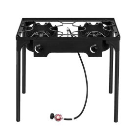Replace 1255491Outdoor Camp Stove High Pressure Propane Gas Cooker Portable Cast Iron Patio Cooking Burner (Double Burner 150000-BTU)