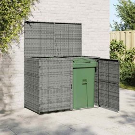 Double Wheelie Bin Shed Poly Rattan Anthracite 58.3"x30.3"x43.7