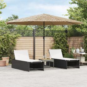 Garden Parasol Brown Polyester, Powder-Coated Steel Large