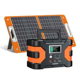 200W Peak Power Station, Flashfish CPAP Battery 166Wh 45000mAh Backup Power Pack  With 60W 18V Portable Solar Panel, FLASHFISH Foldable Solar Cha