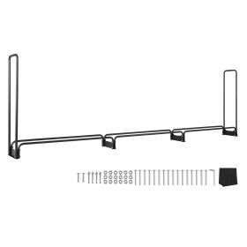 Firewood Rack with Waterproof Cover, 150 x 14 x 46 in Outdoor Firewood Holder, 660lb Weight Capacity, 1/2 Cord Log Holder, Half-Covered