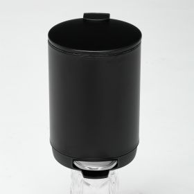 3L Round Step Trash Can, Small Stainless Steel Bathroom Garbage Can with Foot Pedal and Removable Inner Bucket for Bathroom, Bedroom, Office, Bla