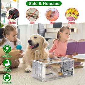 High Sensitivity Rat Trap Cage - Stainless Steel Construction, Humane & Safe - Auto-Locking Door, Indoor/Outdoor Versatility, Easy to Operate