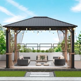 10x12 Hardtop Metal Gazebo,Heavy Duty Pergola with Mosquito Nets&Galvanized Steel,Sturdy Outdoor Canopies Tent,Suitable for Gardens,Patio,Backyar