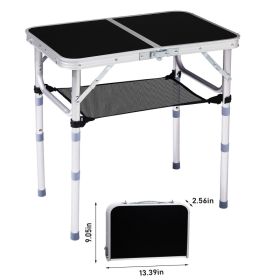 2ft Adjustable Height Foldable Outdoor Side Table Lightweight Aluminum Picnic Beach Desk (Option: Black)