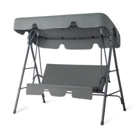 Dark Gray 3-Person Garden Swing Set With Adjustable Canopy & Cushions, Heavy Duty Iron Frame, 550lbs Capacity, Oxford Fabric, Easy KD Assembly (Option: Dark Gray)
