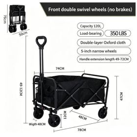 Multifunctional Folding Handcart, Portable And Foldable Outdoor Camping Vehicle, Suitable For Various Scenarios Such As Picnics, Beach Outings, S (Option: Black)
