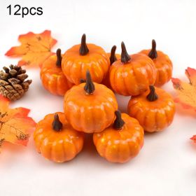 12Pcs Artificial Pumpkins Small Simulation Vegetable Decorating Thanksgiving Day Wreath Decorative Accessories 5.2cm H 4.2cm Dia (Option: Default)