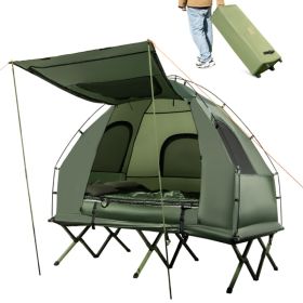 Foldable Outdoor Camping Tent Cot With Air Mattress And Sleeping Bag For Camping, Hiking, Fishing And Other Outdoor Activities (Option: Green  Blue)