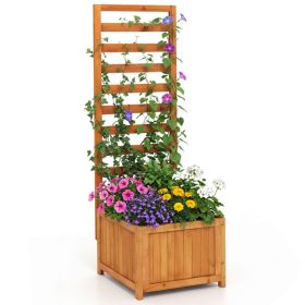 48 Inch Wood Raised Garden Bed With Trellis With Drainage Holes Fir Wood For Indoor And Outdoor Settings, Such As Porch, Patio Or Balcony (Option: Orange)