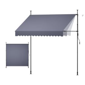 Manual Retractable Awning, 98" Outdoor Retractable Patio Awning Sunshade Shelter, Height Adjustable Patio Door Window Canopy With Manual Crank Ha (Option: Default)