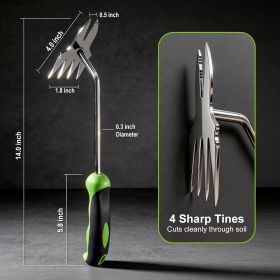 Hand Weeder Puller Tool, Heavy-Duty Stainless Steel Root Removal Tool with Ergonomic Non-Slip Handle, Manual Dandelion Remover for Garden Lawn Ya (Color: Green - 1)