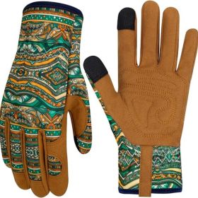 Leather Gardening Gloves for Women Thorn Proof Garden Gloves Touch Screen Working Gloves Gifts,M (Color: Bohemian Style B)