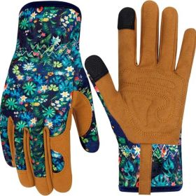 Leather Gardening Gloves for Women Thorn Proof Garden Gloves Touch Screen Working Gloves Gifts,M (Color: Navy Blue)