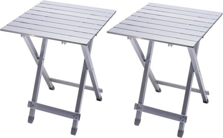 3 in 1 Folding Camping Table, Stool, and Footrest, Lightweight Portable up to 300 LBS, Easy to Carry for Beach, Fishing, Trip, Picnic, Lawn (Color: Silver-2set)
