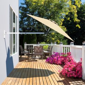 8 Feet Wall Mounted Patio Umbrella with Adjustable Pole (Color: Beige)
