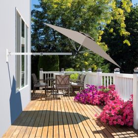 8 Feet Wall Mounted Patio Umbrella with Adjustable Pole (Color: Tan)