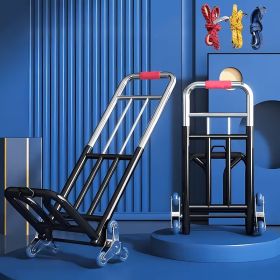 Heavy Duty Folding Stair Climbing Cart with Adjustable Handle, Portable Collapsible Utility Wagon for Shopping, Grocery, Moving & Travel (Quantity: 1 Piece - 3 Ropes)