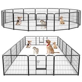 Dog Playpen Indoor Fence Height Metal Exercise Pen with Door Small Puppy/Medium/Large Dogs Animal Pet for Outdoor, Garden, Yard (size: 24S/16P)