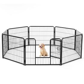Dog Playpen Indoor Fence Height Metal Exercise Pen with Door Small Puppy/Medium/Large Dogs Animal Pet for Outdoor, Garden, Yard (size: 24S/8P)