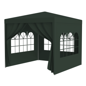 10'x10' Party Tent Outdoor Heavy Duty Gazebo Wedding Canopy + 4 Removable Walls ,Green (Color: as Pic)