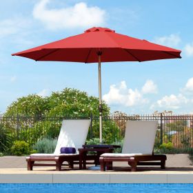 9FT Patio Umbrella, Outdoor Table Umbrella with Push Button Tilt and Crank, UV Protection Waterproof Market Sun Umbrella with 8 Sturdy Ribs for G (Color: as Pic)
