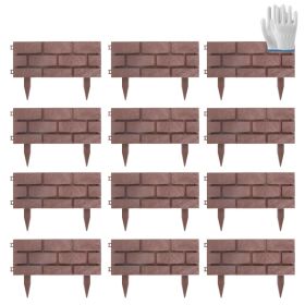 12PCS Stone Fence Edging Panels, PP Garden Border With Rotatable Connectors, Easy Snap Assembly Adjustable Angle For Garden Yard Lawn Flower Bed (Option: 12Pcs Per Set)