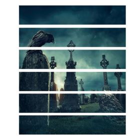 Halloween 3D Waterproof Stair Wall Crow Tombstone Stickers Home Party Decoration (Option: Default)