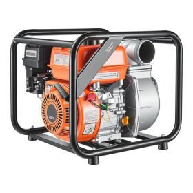 Gas Powered Water Pump, 3 In, 242 GPM 7HP Semi Trash Water Transfer Pump Portable, Gasoline Engine With 25 Ft Discharge Hose, Heavy Duty Frame, C (Option: Default)